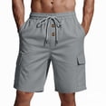 thumbnail image 2 of DDAPJ pyju Men's Cargo Shorts Lightweight Drawstring Hiking Shorts Straight Leg Work Shorts with Multi Pockets Gray L, 2 of 6