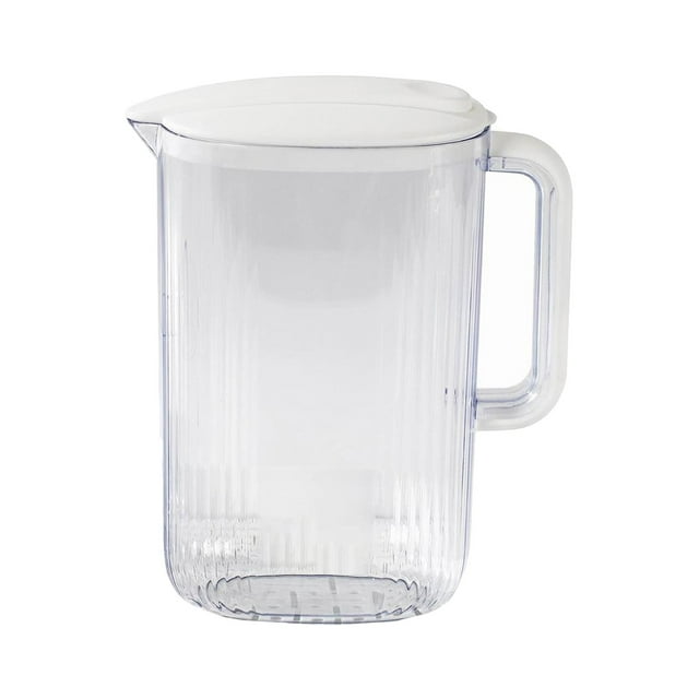 Dispenser Container | Tyeign Pitcher with Lid Clear Acrylic Pitcher Proof Drink Pitcher Juice Containers with Lids for Fridge Iced Tea Pitcher with Spout Handle Water Dispenser White