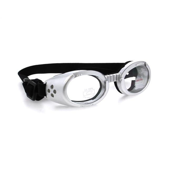 Doggles ILS UV Protection Clear Lens Dog Goggles, Silver, XSmall
