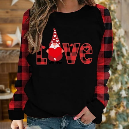 

Hvyesh Love Sweatshirt Love Sweater Valentine s Day Gift for Her Love Gift Idea for Women Valentines Day Sweatshirt Spring Love Top Black shirts for women S