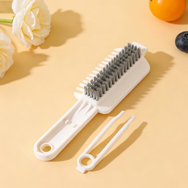 Cepillo japonés para fregar grietas, limpiar suelos y huecos en el baño | Doble cara con cerdas y raspador | Mango ergonómico para juntas