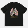 thumbnail image 3 of Every Breath Speak His Name Print Tshirts Floral Lungs Faith Based Graphic Tees Breathe Prayer Short Sleeve Casual Christian Tops Cotton Shirts Black,M, 3 of 8