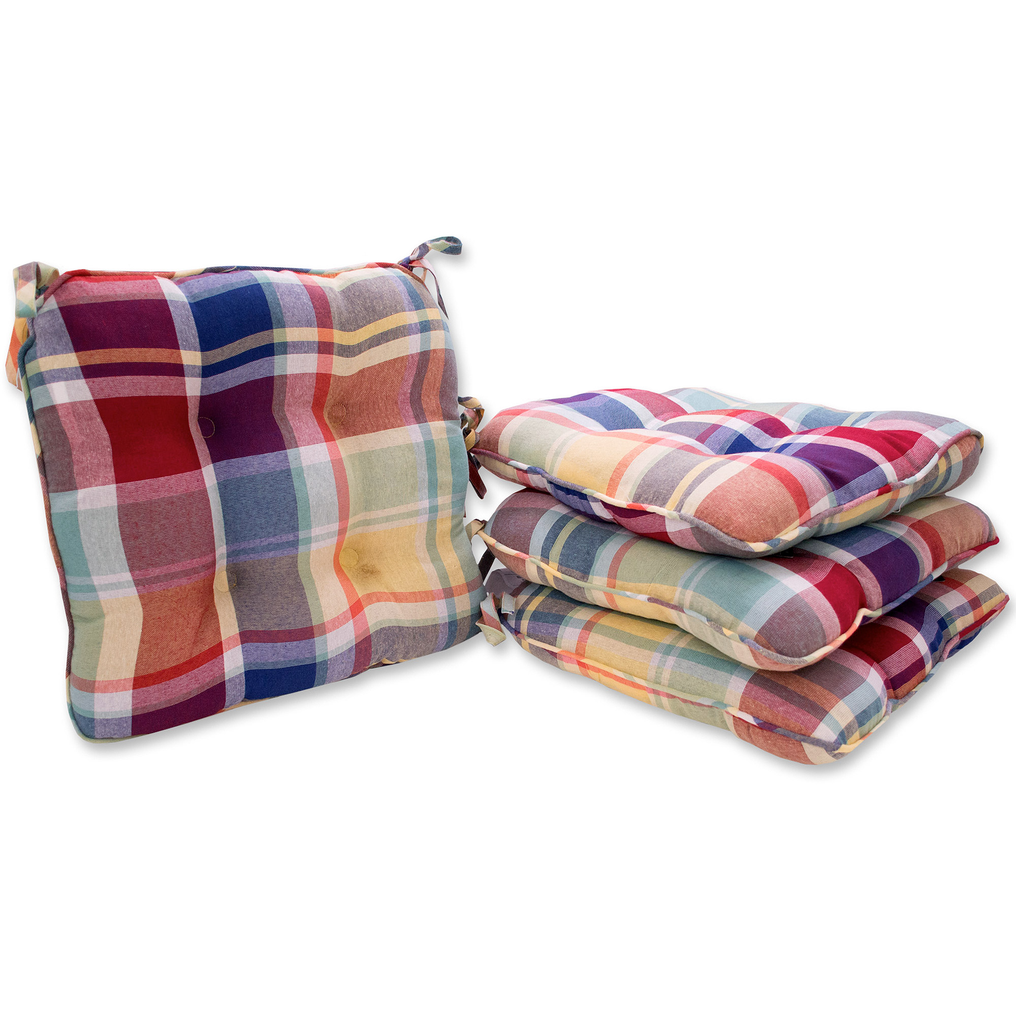 Mainstays Rave Plaid Chair Pad, Set Of 4