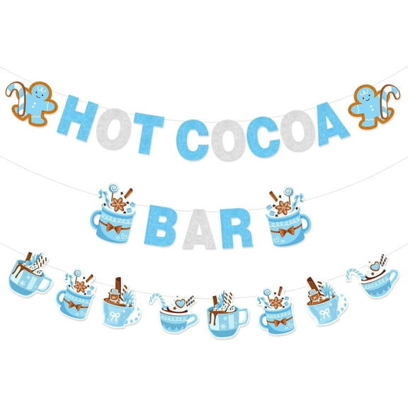 Kreatwow Hot chocolate Bar Decorations Blue Hot chocolateBar Banner Chocolate Party Garland Decor for Xmas Winter Snowflake Wintertime Holidays Birthday Party Baby Shower Bridal Shower Supplies