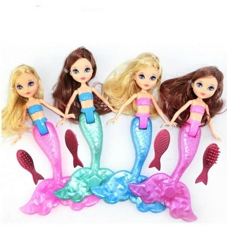 1 pc Children's Little Mermaid Doll With Comb Girl's Birthday Gift Children's Toy Waterproof Cartoon Doll Girl Doll Random