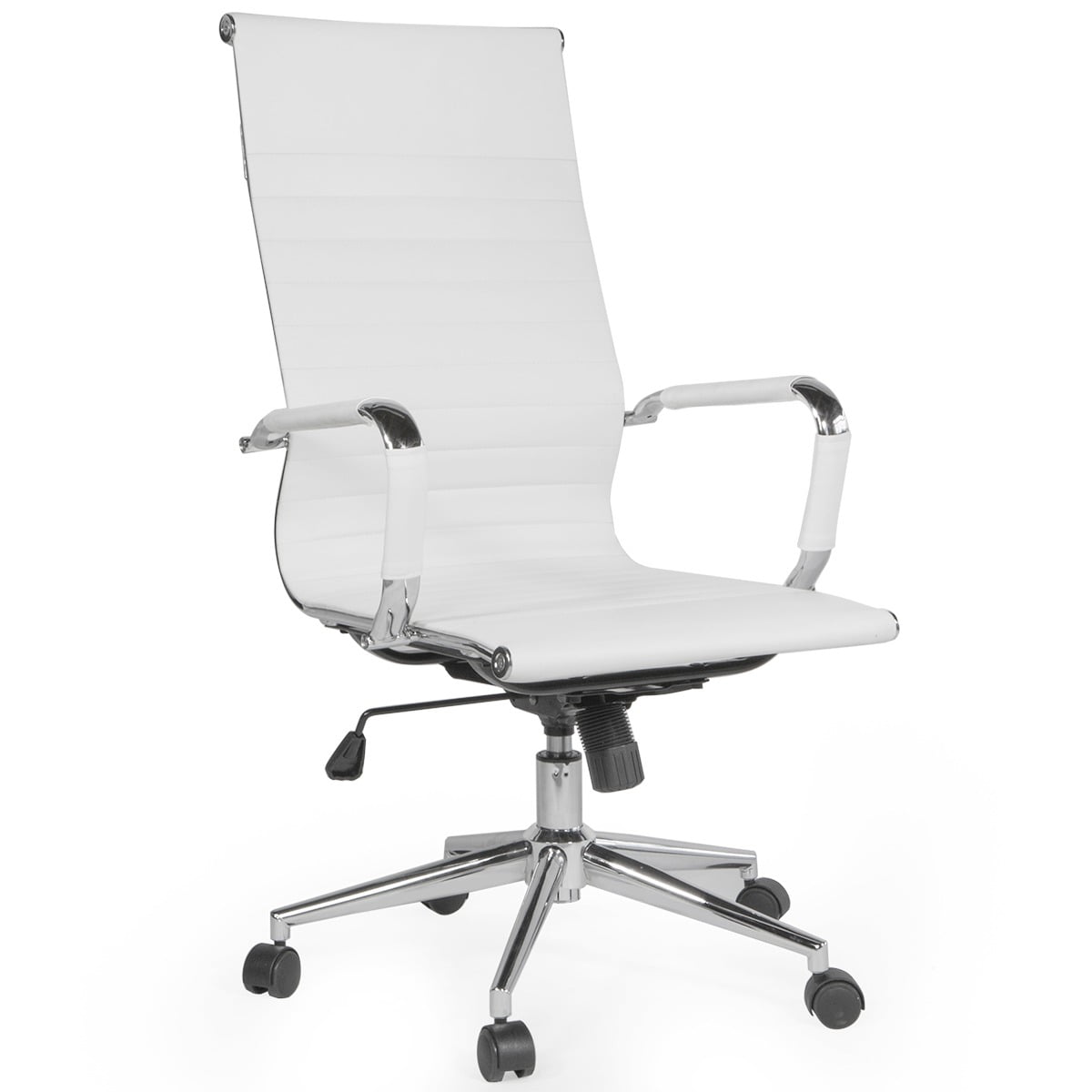 Barton Modern High Back Ribbed PU Leather Adjustable Office Chair w