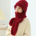 thumbnail image 4 of Joernso Winter Warm Hat with Scarf Solid Color Friendly to Skin Windproof Thickened Ear Protection Outdoor Beanie Hat for Women, 4 of 8