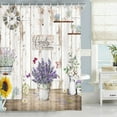 thumbnail image 2 of Country Fabric Shower Curtain, Vintage Rustic Gray Wooden Shower Curtain Farmhouse Style Shower Curtains for Bathroom, Purple Lavender Shower Curtain Barn Polyester Waterproof Shower Curtain (72X72), 2 of 5