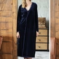 thumbnail image 3 of Womens Soft Pajama Clearance- Bathrobes Silk Satin Long Sleeve Sexy Plus Size Robe Sleepwear Navy Size M, 3 of 4