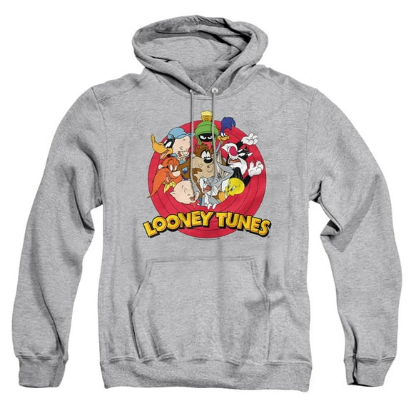 Looney Tunes Smaller Group Unisex Adult Pull-Over Heather Hoodie, Small, Athletic Heather