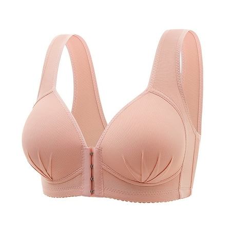 Blphud Womens Bras No Wire Plus Size Women Bras Trendy Lingerie for Women Sports Bras for Women Push Up Women s Front Side Buckle without Steel Ring Movement Seamless Adjustment Bra Rose Gold 42