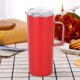 thumbnail image 2 of Taza de café de acero inoxidable con mango, vaso aislado al vacío de doble pared de 17 oz con tapa amigable para viajes, rojo Feliz Sencillez, 2 of 3