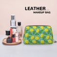 thumbnail image 4 of cartoon Lemon leaves Makeup Bag, Large Capacity Travel Cosmetic Bag for Women Girls- Travel Toiletry Bag Leather Portable Waterproof Makeup Case Organizer with Handle, 4 of 4