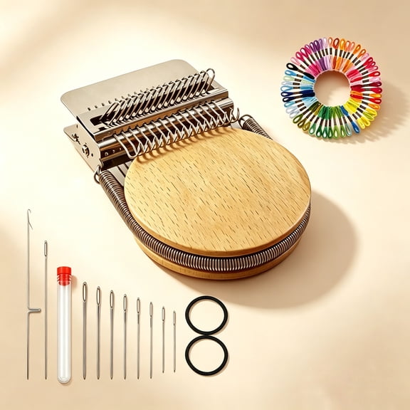 Knit Patch Darning Kit, 14‑Hook Mini Darning Loom, Portable Weaving Tool for Clothing Visible Mending & DIY Repair