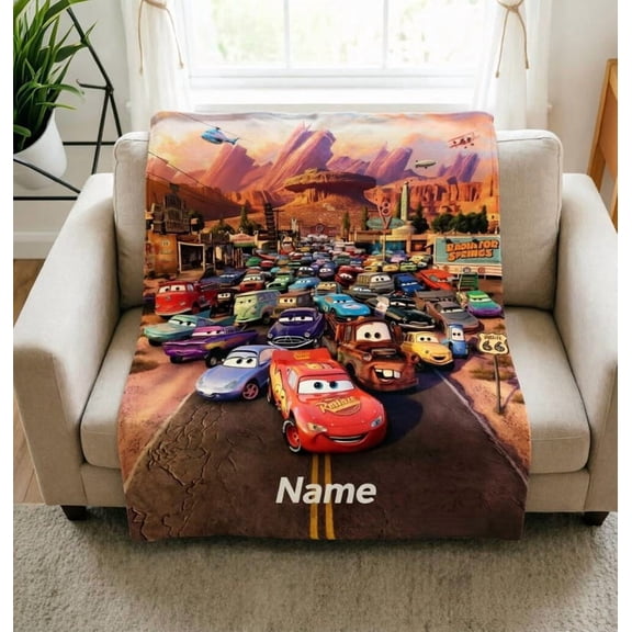 Cars McQueen and Mater Blanket, Custom Character Cozy Flannel Throw