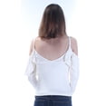 thumbnail image 2 of CHELSEA SKY Womens Ivory Cut Out Ruffled Long Sleeve V Neck Top Size: XS, 2 of 2