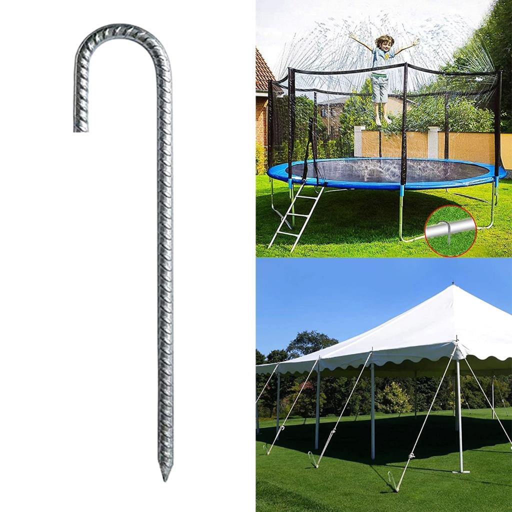 CEORPER 4 Pcs J Hook Ground Nails Thick Camping Tent Stake Peg Rustproof Durable