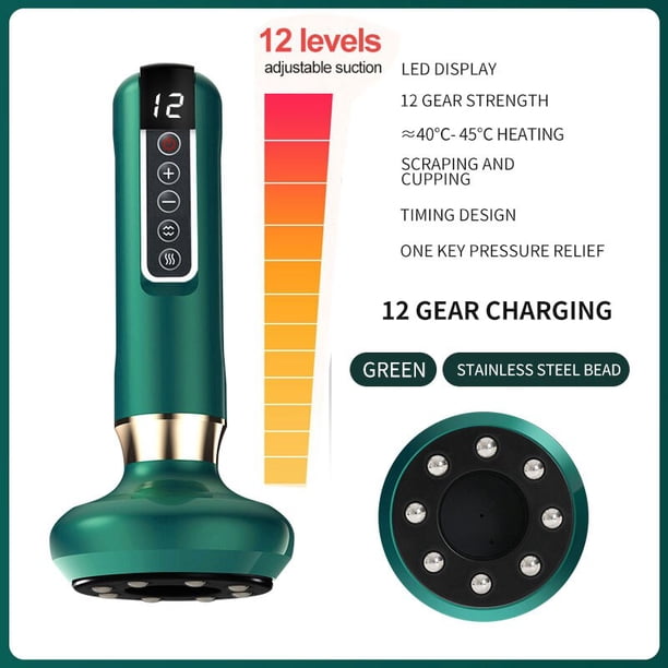 Masajeador eléctrico de ventosas para el cuerpo, dispositivo de 12 velocidades, con pantalla LCD, para quemar grasa, fisioterapia, alivia la fatiga