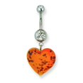 thumbnail image 2 of 316L SRG GR SSTL 14G Curved Barbell Orang Heart Belly Dangle Stainless Steel, 2 of 2
