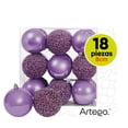 thumbnail image 1 of Esferas para árbol de navidad Artego de 8 cm de diámetro paq 18 esferas Lavanda *Línea Pearl Con 2 estilos: pearls y cromado, para colgar Christmas ornaments, 1 of 7