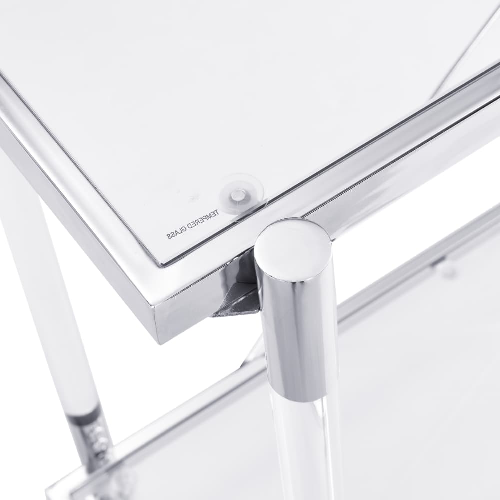 Tcbosik 43.3" Console Table with Open Shelf, Modern Sofa Table with Glass Top and Acrylic Legs, Entryway Table for Living Room, Hallway, Foyer, Chrome