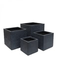 thumbnail image 5 of 4-Piece Square Magnesium Oxide Planter Set Large Indoor Outdoor Flower Pots with Drainage Holes Modern Grey, 5 of 8