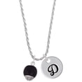 thumbnail image 1 of Delight Jewelry 12mm Black Roller Glass Spinner Silvertone Script Initial Disc - D - Charm Necklace, 20"+3", 1 of 4
