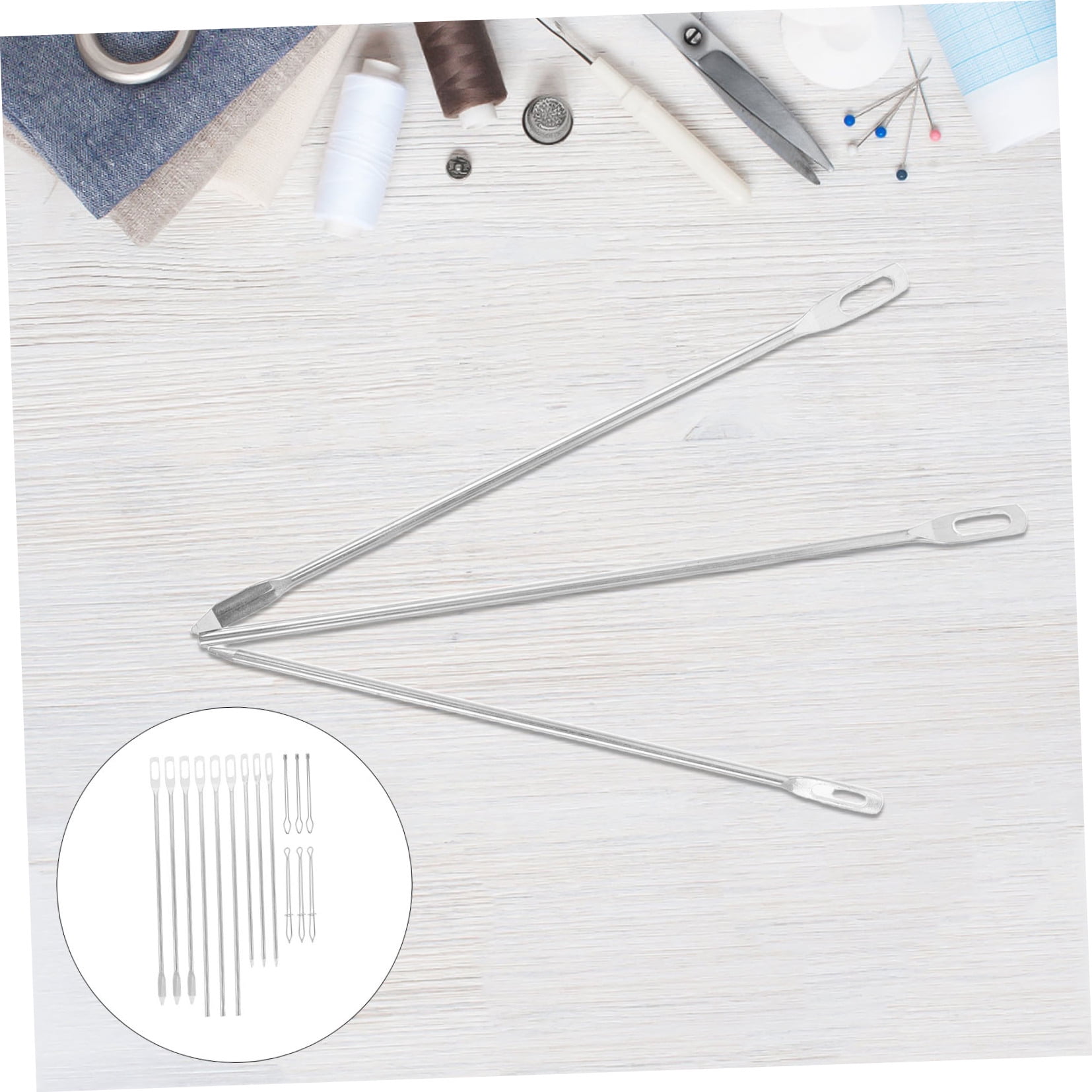 OUNONA 15-Piece Metal Drawstring Threader Set for Hoodies, Pants, Elastic Band Replacement & Sewing Accessories Kit