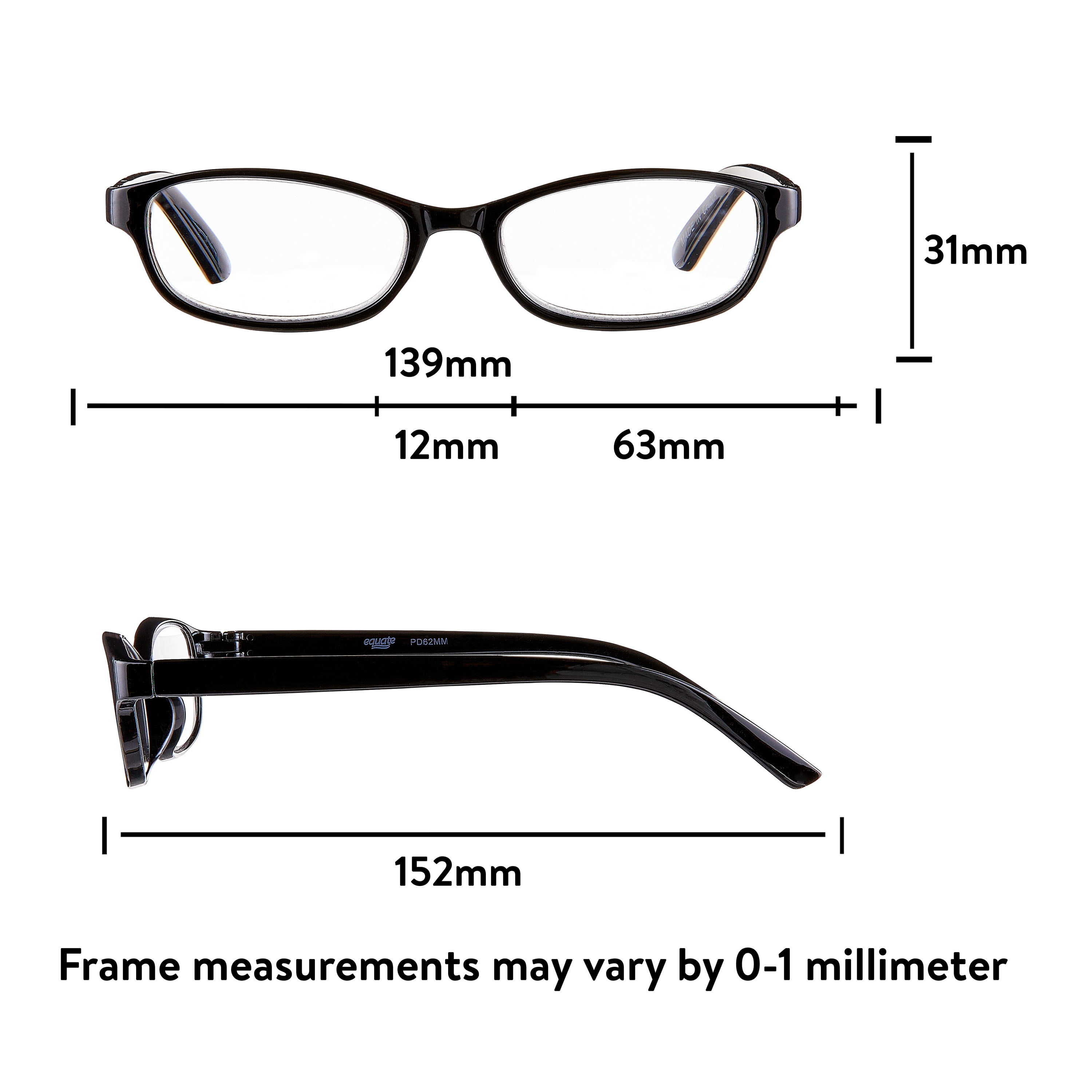 Equate 3-pack Women's Rectangular Reading Glasses Ts-2012, +2.50