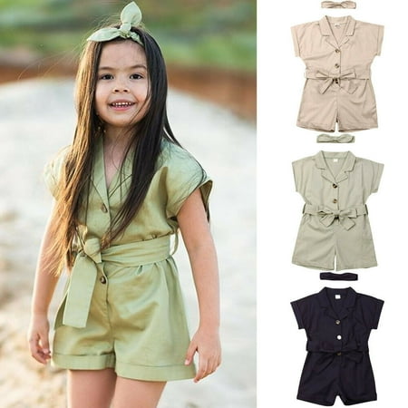 

US Cute Newborn Baby Girl Solid Color Romper Bodysuit Jumpsuit Outfits Sunsuit