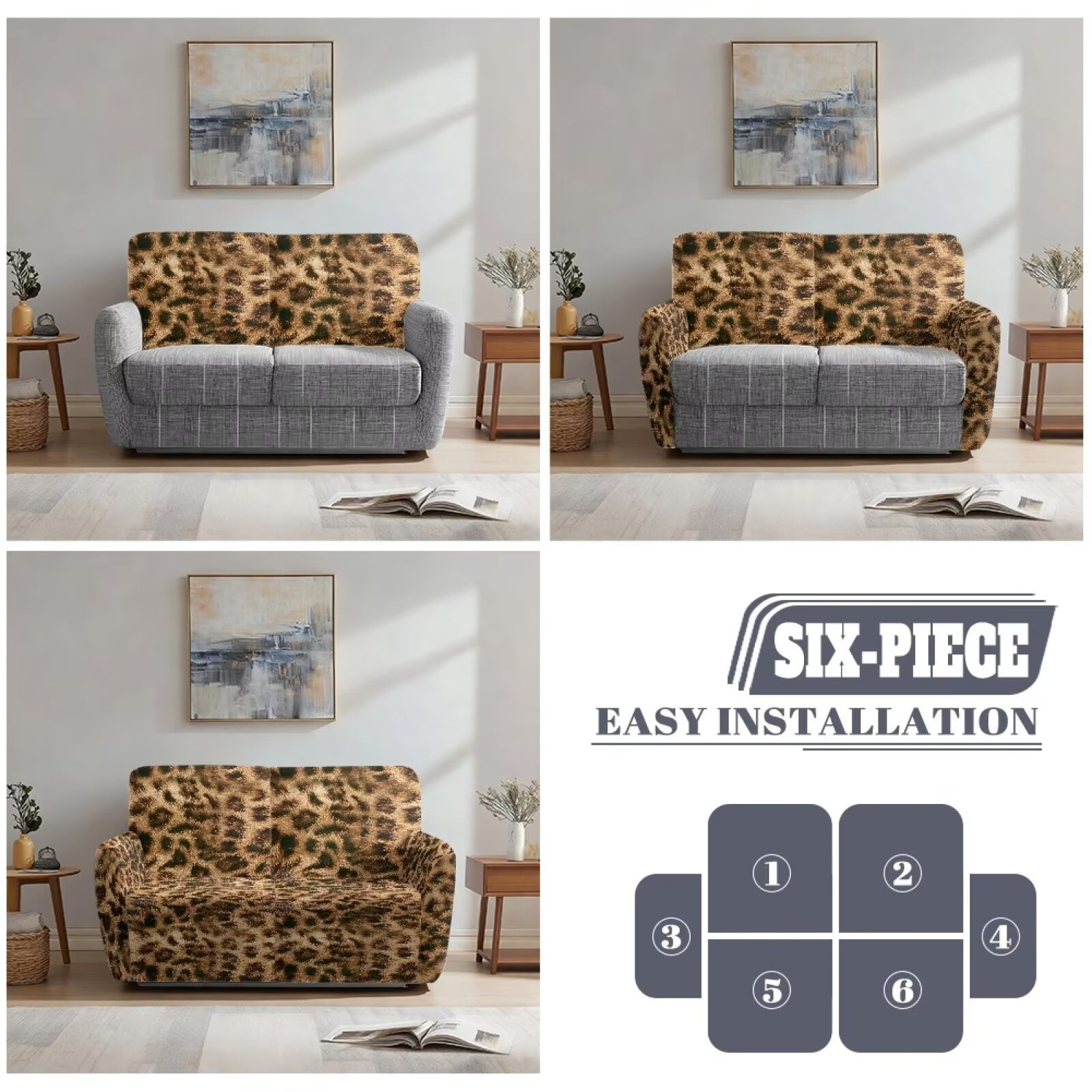 Yuyamidu Brown Leopard Print Loveseat Recliner Covers 2 Seater Soft Recliner Loveseat Slipcover with Elastic Edge Easy to Install Furniture Protector