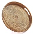 thumbnail image 1 of Round Rattan Serving Tray Decorative Woven Ottoman Trays With Handles For Coffee Table Natural(small), 1 of 5