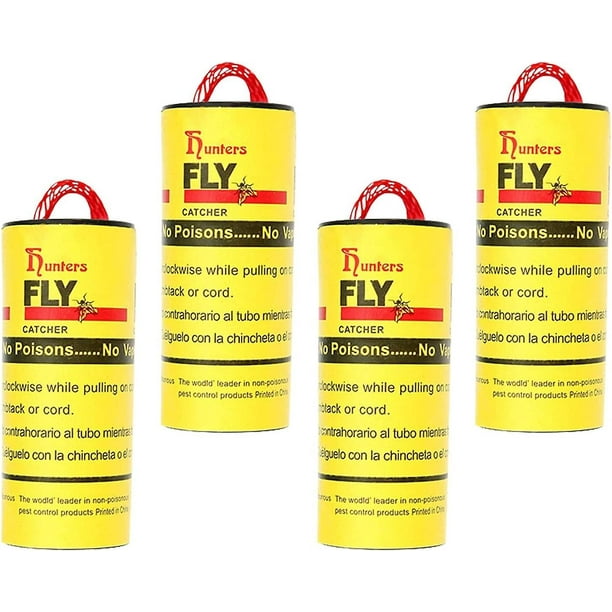 4 Rolls Fly Strips | Unique Design Indoor and Outdoor Traps | Easy to Use Fly Tape Fly Traps Ribbon for Home, Garden, Orchard