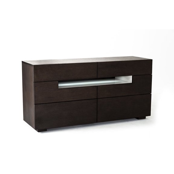 28" Brown Oak and Grey MDF Dresser with Led Lights