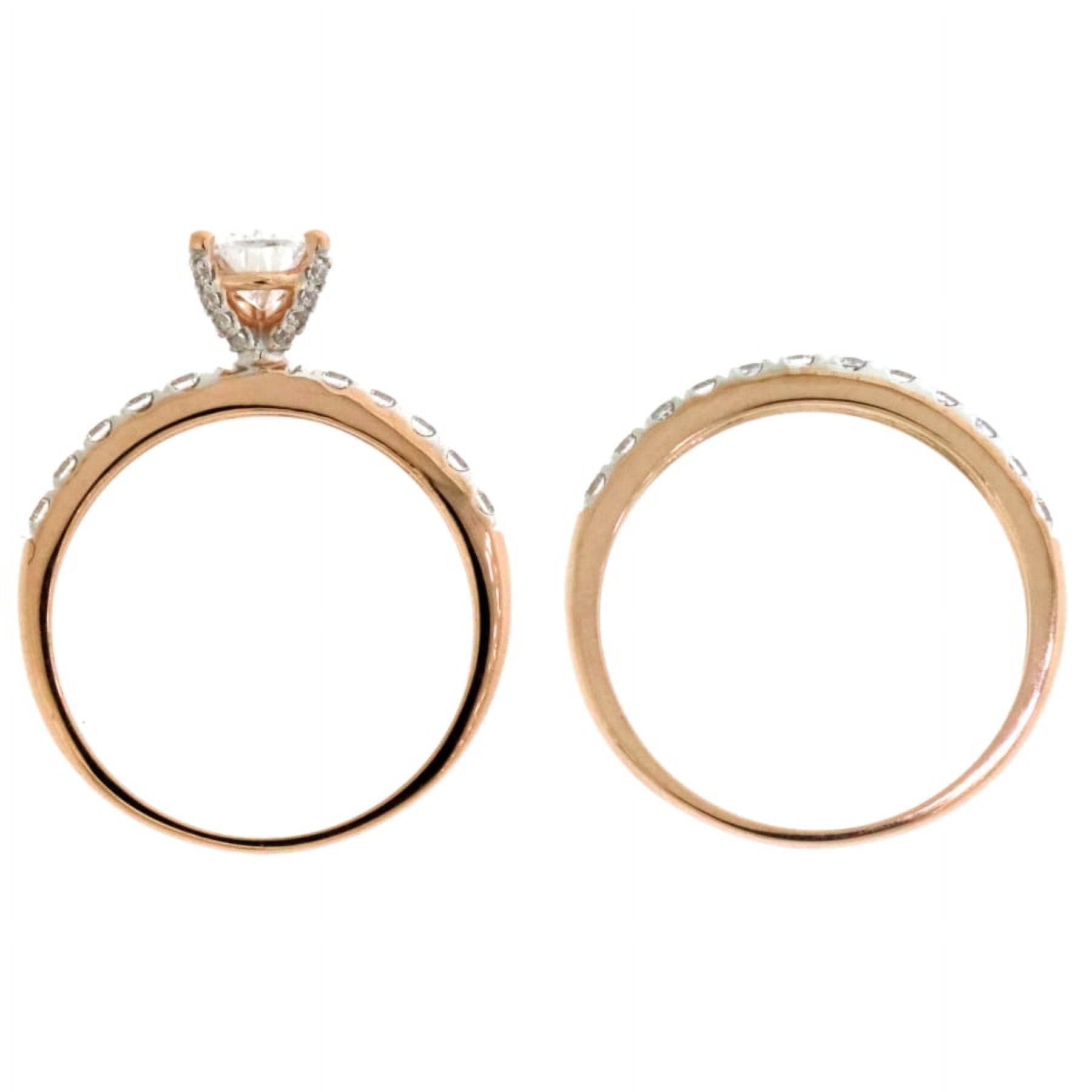 Jay Heart Designs 10K Rose Gold Pear Solitaire Simulated White Diamond Bridal Engagement Set