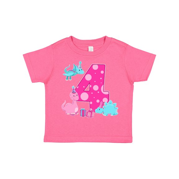Inktastic Dinosaur Party-fourth Birthday Girls Toddler T-Shirt