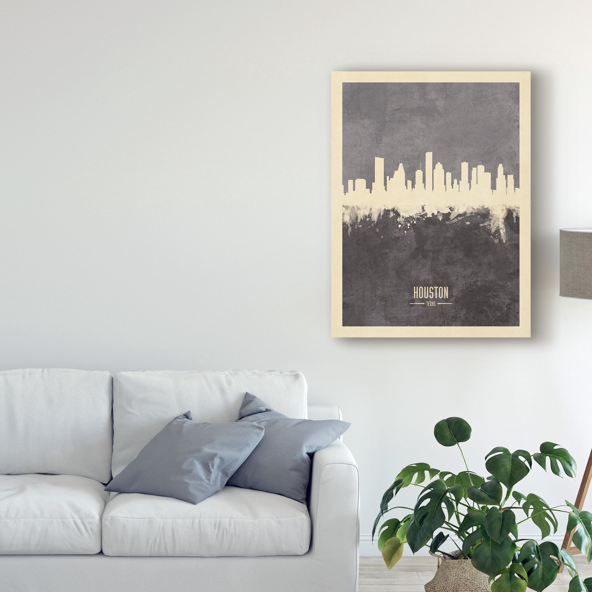 Trademark Fine Art 'Houston Texas Skyline Gray' Canvas Art by Michael Tompsett