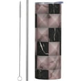 thumbnail image 1 of Black Marble Pink Pattern Tumbler with Straw and Lid, 20 OZ Reusable Stainless Steel Vacuum Insulated Tumbler Water Cup for Coffee, Tea, Beverages, Travel Tumbler for Car, 1 of 5