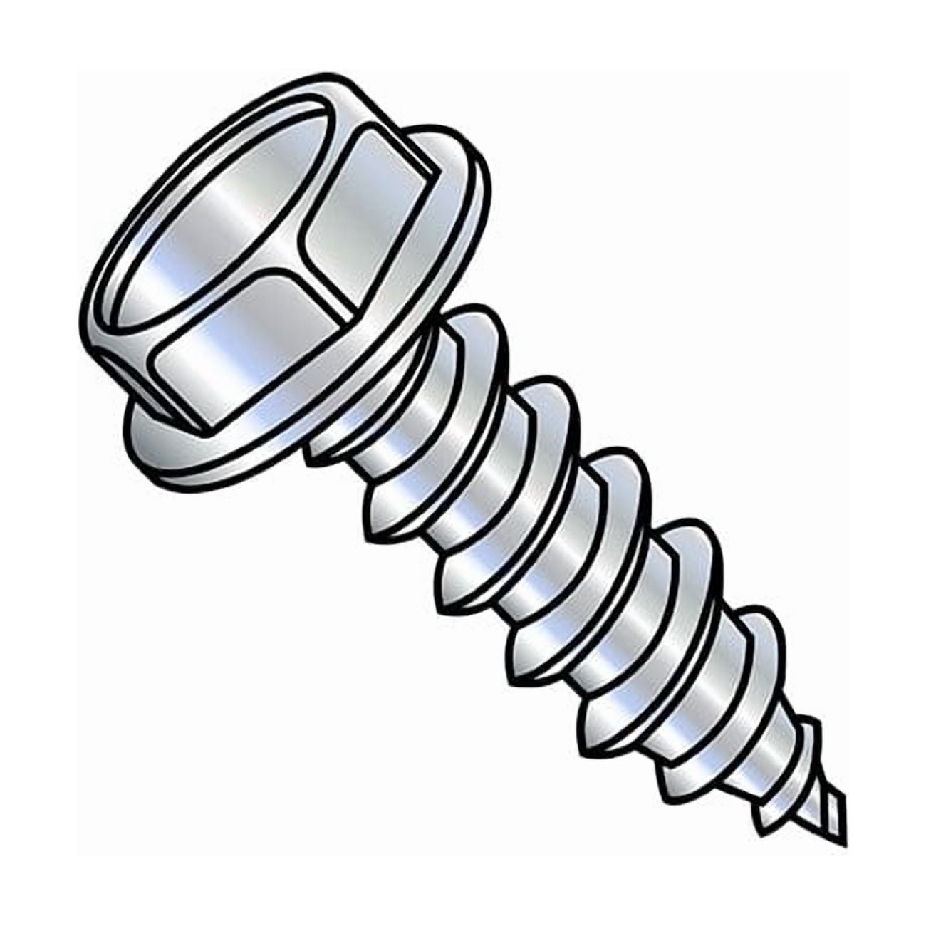 Self-Drilling Screw, #6-18 x 1 in, Zinc Plated Steel Flange Hex Head External Hex Drive, 9000 PK