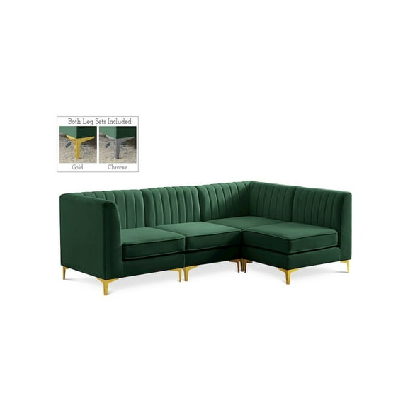 Meridian Furniture Alina Green Velvet Modular Sectional