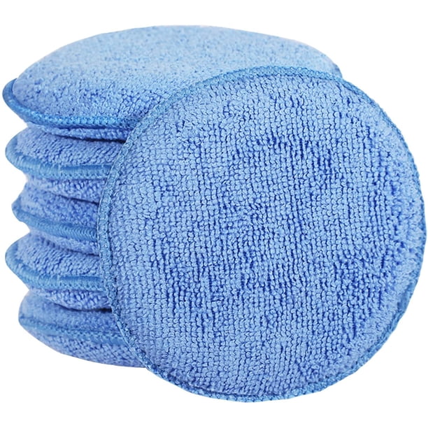 FONAROLL Almohadillas aplicadoras de cera de microfibra, aplicador de cera para coche, almohadillas de espuma para pulir y pulir detalles para limpieza y pulido fino del coche (5 pulgadas de diámetro,