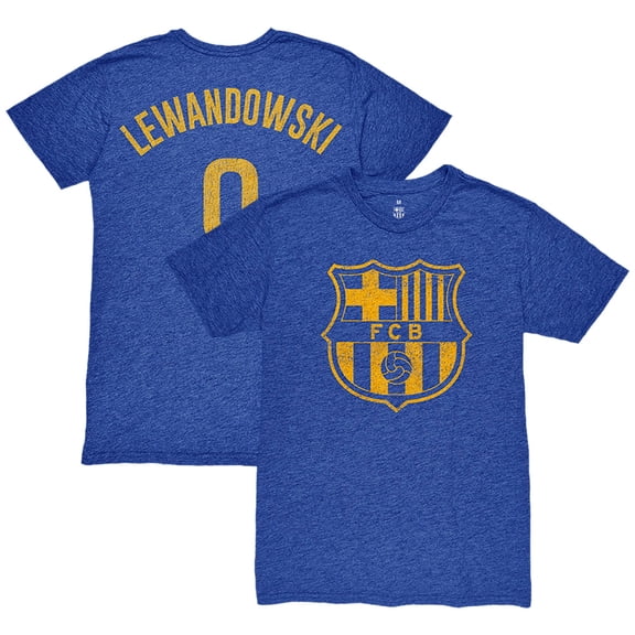 Men's 1863FC Robert Lewandowski Heather Royal Barcelona Player Name & Number Twisted Tri-Blend Slub T-Shirt