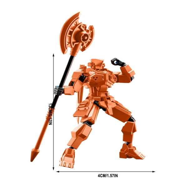 Detachable Weapons DIY Articulated Action Figure Model - Building Block Robot with Detachable Weapons - Flexible Joints for Poseable Display Flexible Joints