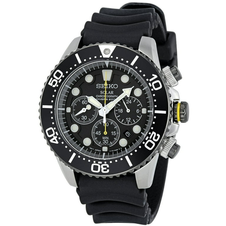 smart Overvind Fremsyn Seiko Men's Prospex Solar Diver Chronograph Black Dial Watch SSC021 -  Walmart.com