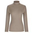thumbnail image 4 of Women‘s Turtleneck Fall Winter Long Sleeve Sweater Jumper Warm Soft Ribbed Knitted Casual Solid Color Basic Slim Fit Pullover Tops(Coffee XL), 4 of 8