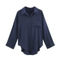 thumbnail image 4 of Diufon Womens Button down Shirts Casual Long Sleeve Solid Color Blouses Lapel Collar Tops with Pockets, 4 of 4