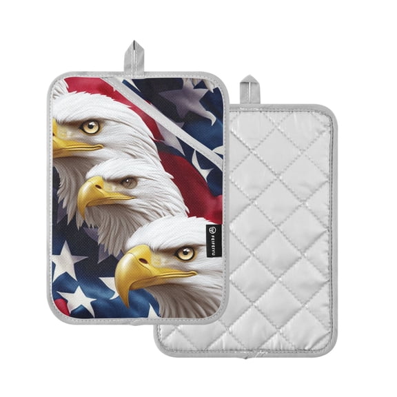 Yayeee Pot Holders Kitchen Heat Resistant with Pockets 7"x9.8" Cotton Oven Cooking Hot Pads, American Eagle Pattern