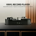 thumbnail image 3 of Black Direct-Drive Vinyl Turntable with 33/45 RPM Speeds - Convert Vinyl Records to MP3 & Store on USB/Micro SD Card, Built-in MP3 Player, 3.5mm AUX Line Out, Volume Control, AA Battery/USB Powered, 3 of 4