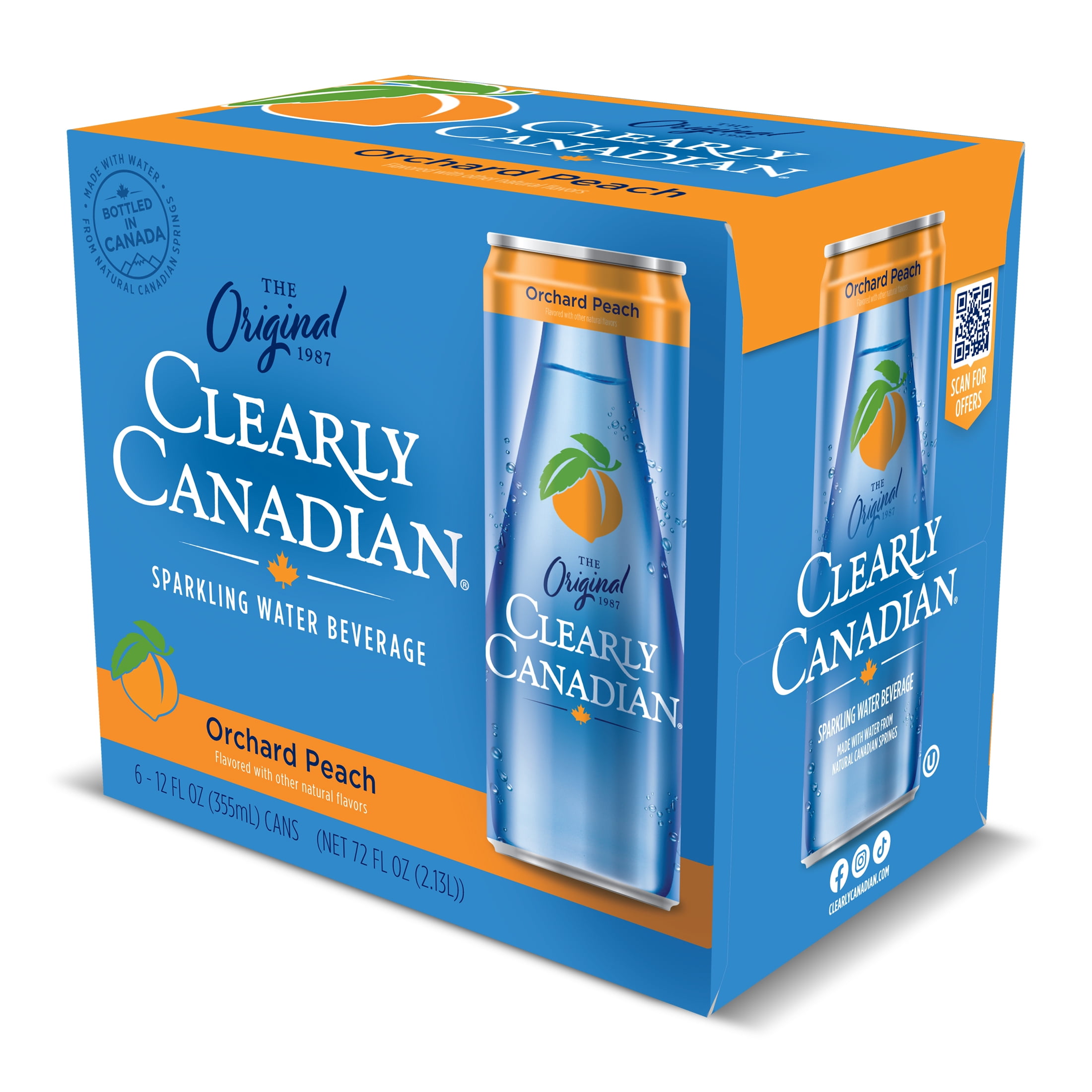 Clearly Canadian Orchard Peach Sparkling Water 6 Pack - Walmart.com