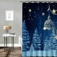 thumbnail image 2 of Fenyluxe Christmas Trees Snow Crescent and Stars Print Shower Curtain, Background Curtain for Showers and Bathtubs, 100% Polyester Bathroom Shower Curtain Set with Hooks 60x72, 2 of 7